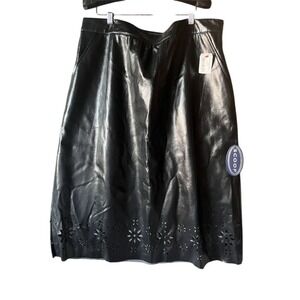 Scoop Women's Plus Size 22 Black Floral Laser Cut Midi Skirt Casual XXXL